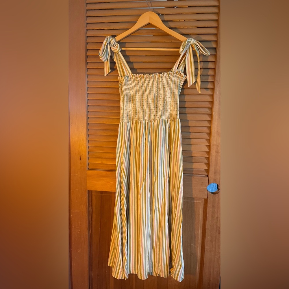 POLISHED PRINTS Striped Yellow and White Sundress L